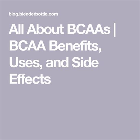 bcaas side effects|All About BCAAs .